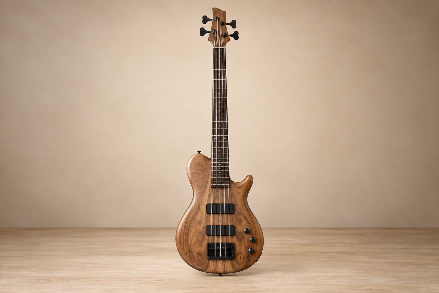 Complete single-cut five-string electric bass guitar