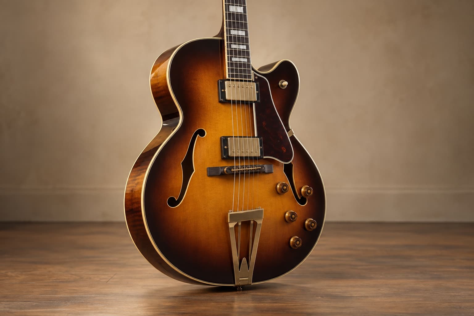 Full hollow-body archtop electric guitar